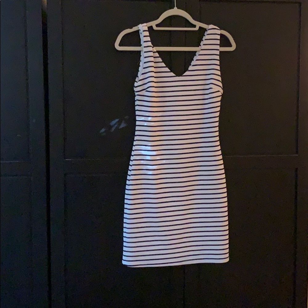 Striped Aqua Bodycon dress. Size L.
